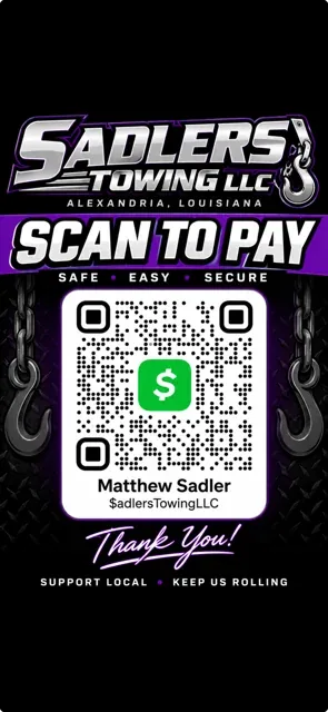 Sadler's Towing Cash App scan-to-pay code for $adlersTowingLLC